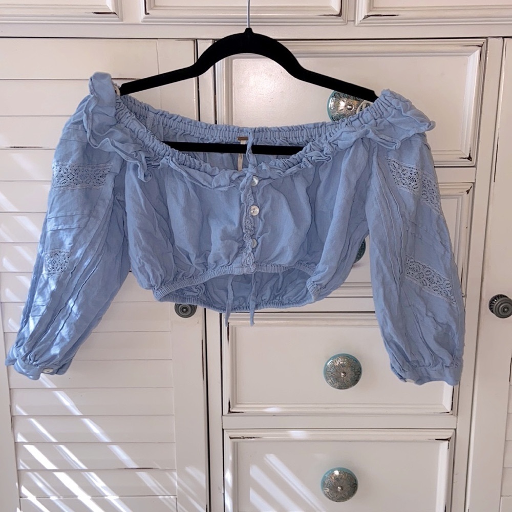 FREE PEOPLE OFF THE SHOULDER CROP BLOUSE